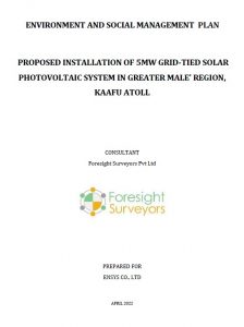 Environmental and Social Management Plan for the proposed 5.6 MW Solar PV installation in Hulhumale